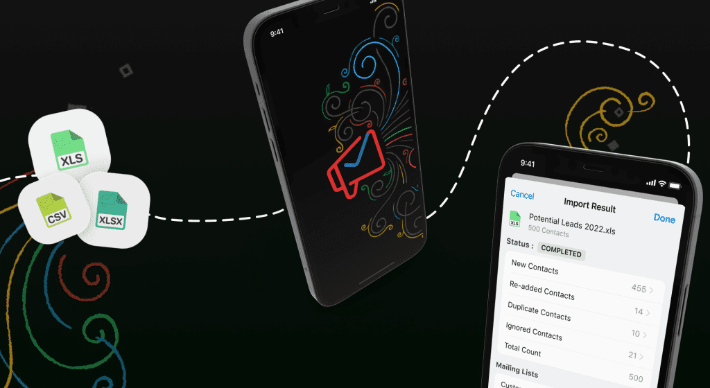 La aplicación móvil renovada de Zoho Campaigns te permite subir contactos directamente desde tu teléfono móvil en formatos XLS, XLSX y CSV.